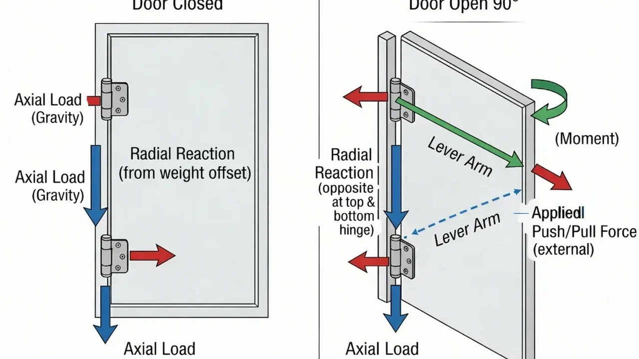 Hinge load and door moment diagram