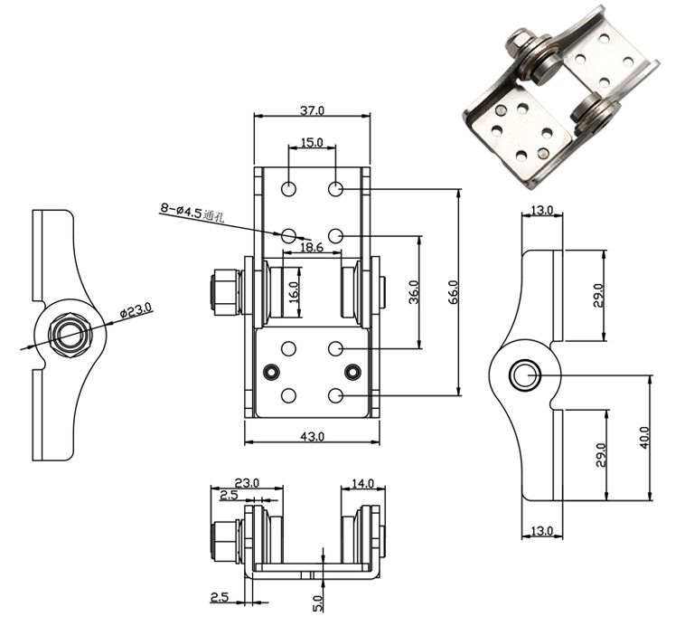 Adjustable torque arbitrary stop hinges