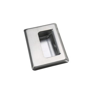 Inset stainless steel drawer pulls