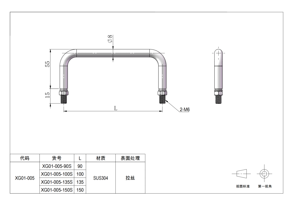 Round rod-shaped male threaded handles