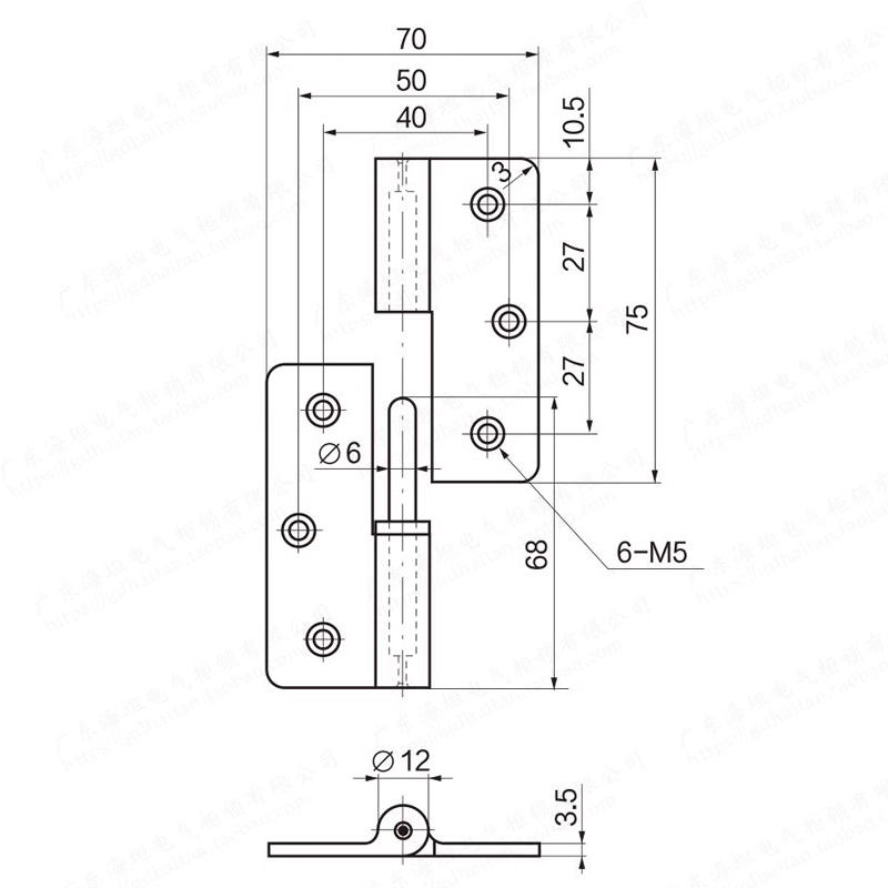 Detachable plug-in industrial hinge