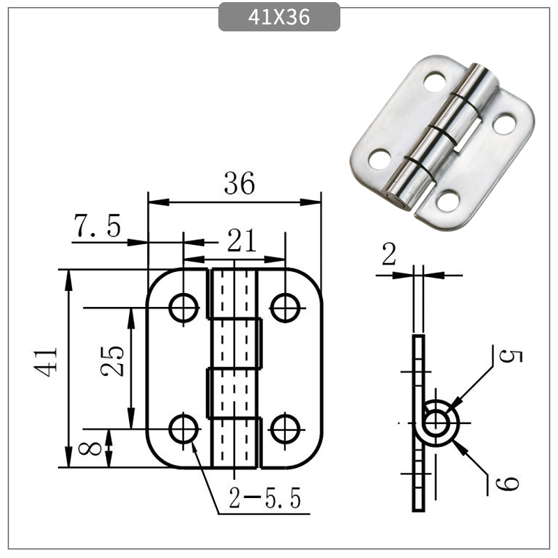 Stainless Steel Waist Hole Butterfly Hinge