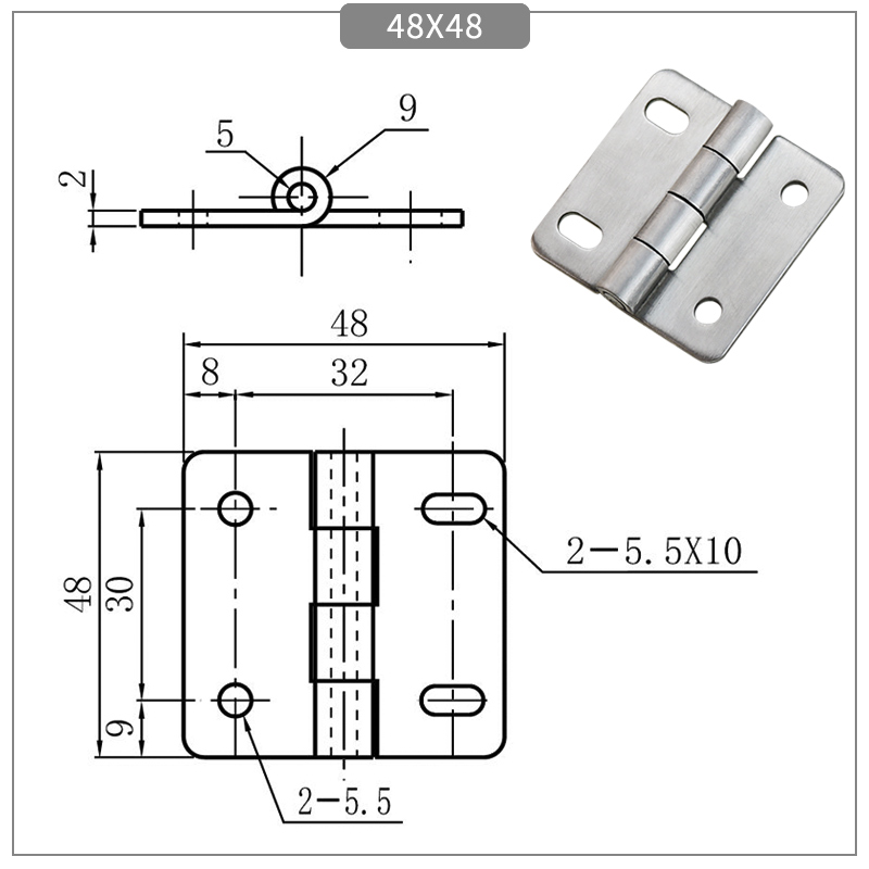 Stainless Steel Waist Hole Butterfly Hinge