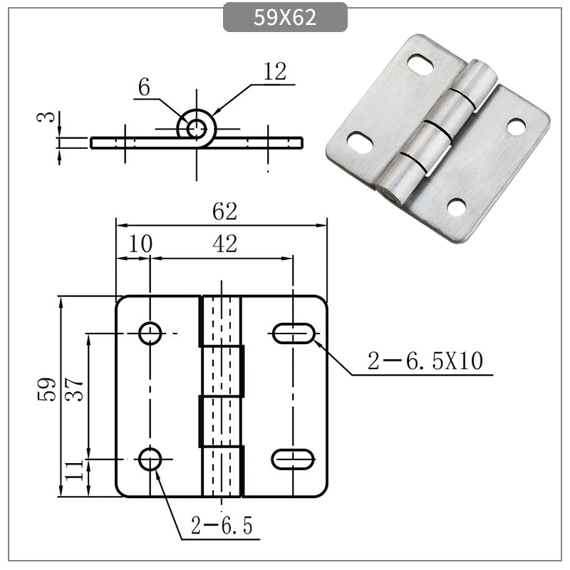 Stainless Steel Waist Hole Butterfly Hinge