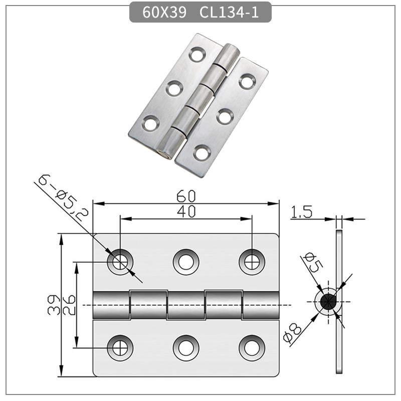 6-Hole Butterfly Stainless Steel Hinge