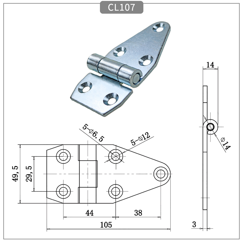 Heavy-duty hinges for freezers, cold rooms, industrial instruments and equipment