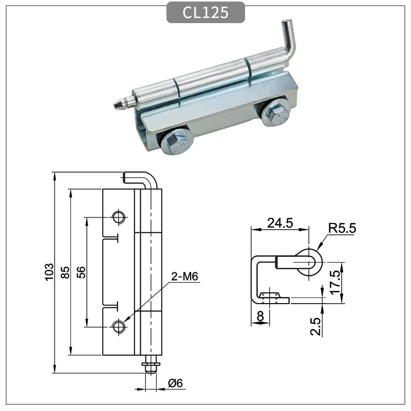 Concealed industrial equipment cabinet door hinge