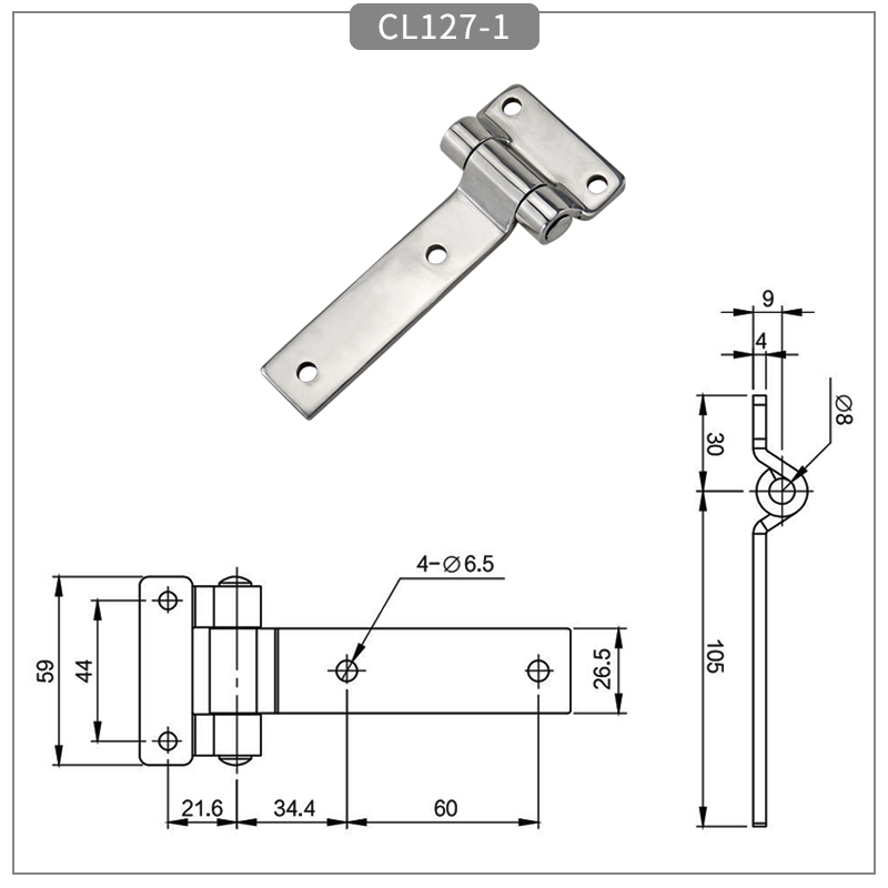 T-shaped long tongue 304 stainless steel hinge