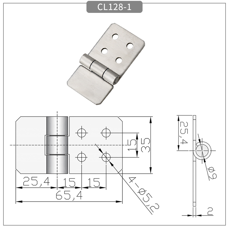 304 Stainless Steel Asymmetric Folding Hinge