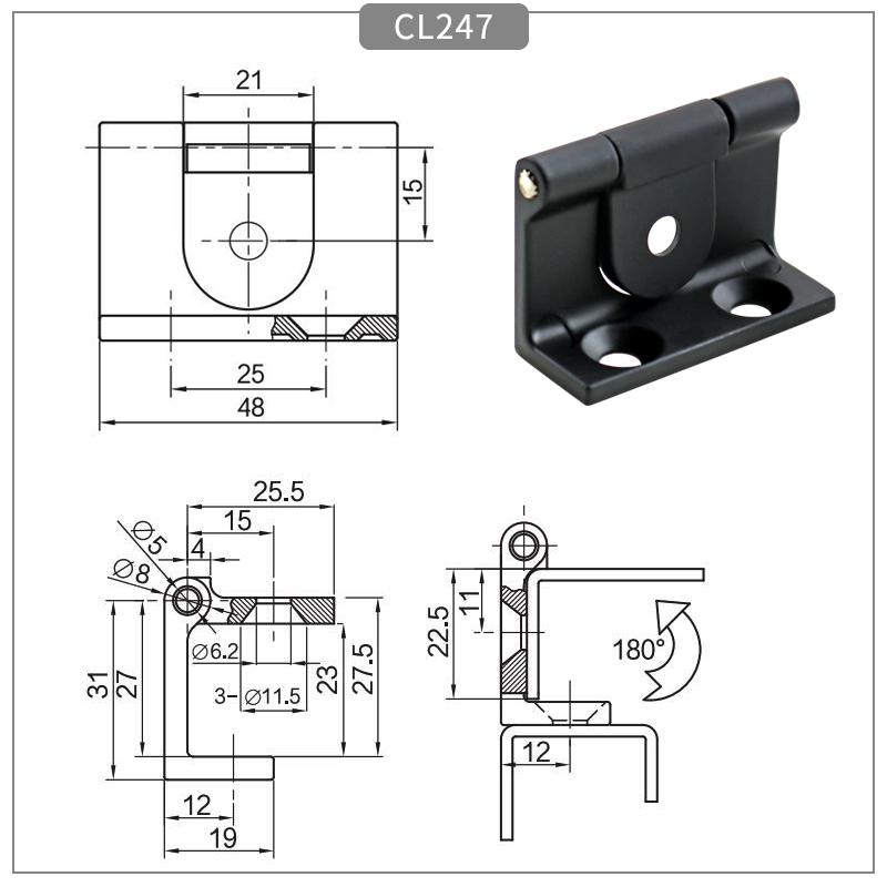 L-type right angle industrial chassis hinge