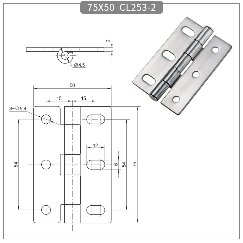 304 Stainless Steel Waist Hole Butterfly Hinge