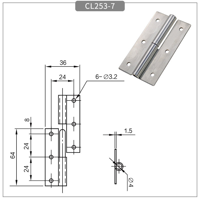 Foldable stainless steel industrial equipment hinge