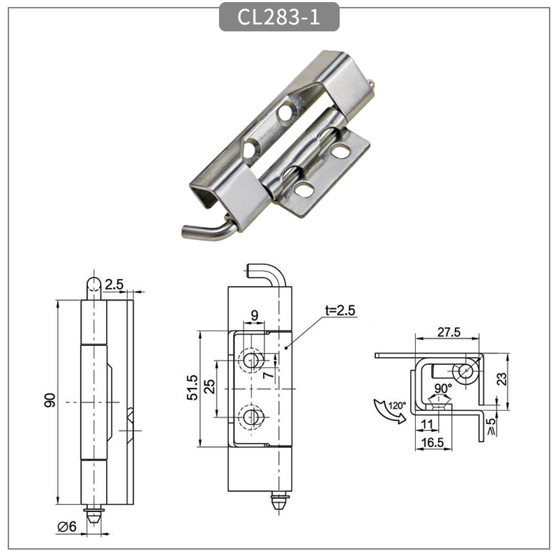 Weldable and removable industrial cabinet hinge