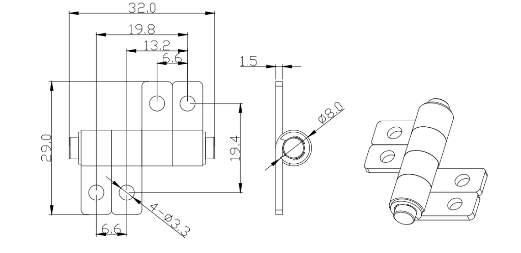 Small Adjustable Stop Damping Torque Shaft