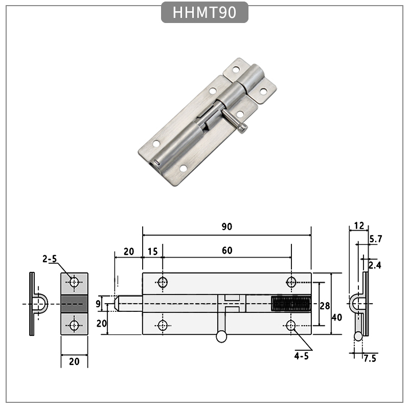 Stainless steel spring door pin latches