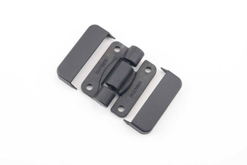 Nylon torque hinges are used in a variety of medical equipment, furniture and cabinet doors.