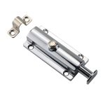 Push button spring door pin latches