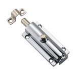 Push button spring door pin latches