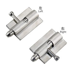 Old style stainless steel spring door pin latches