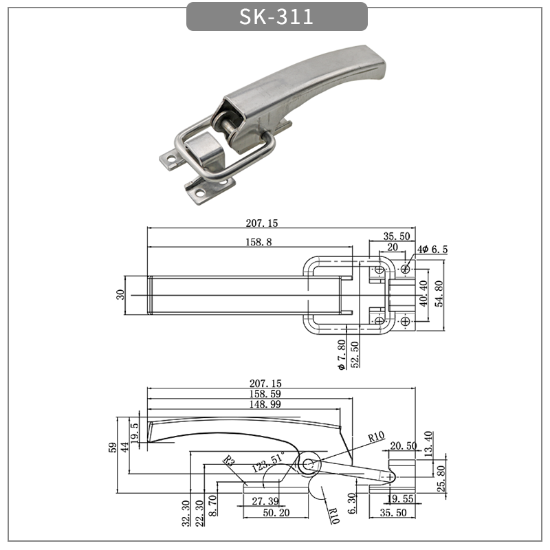 Large stainless steel Line Latches