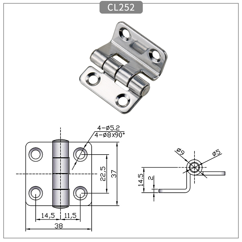 Thickened 304 Stainless Steel Three-Fold Hinge