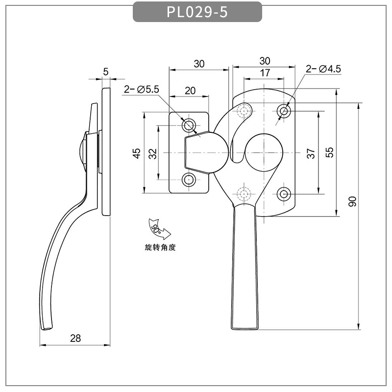 Food cabinet compression latch