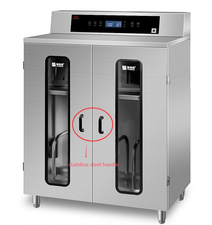 Stainless steel handles used in kitchen equipment
