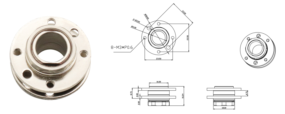 360° Rotating Hinge and Dimensional Diagram