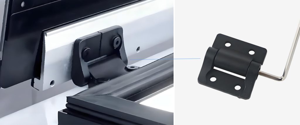 Adjustable torque hinges used on equipment covers