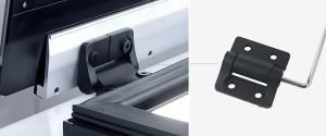 Adjustable torque hinges used on equipment covers