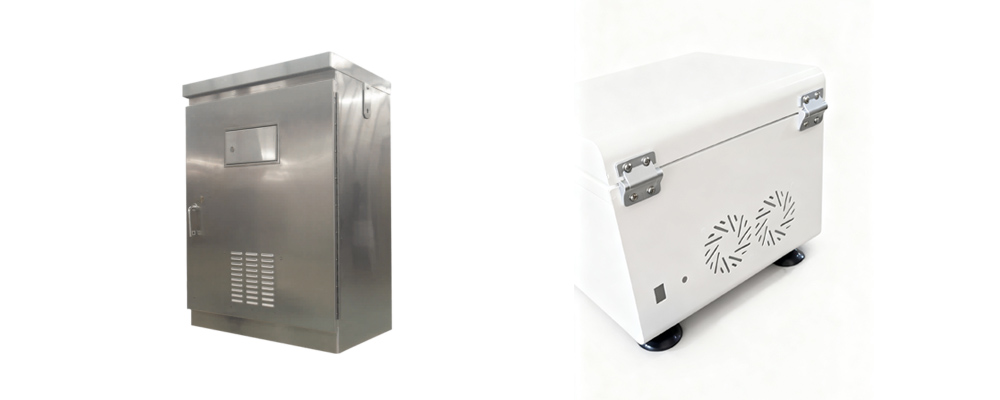 Side-by-side comparison of concealed hinge and traditional exposed hinge on industrial cabinet doors, highlighting aesthetic and space utilization differences