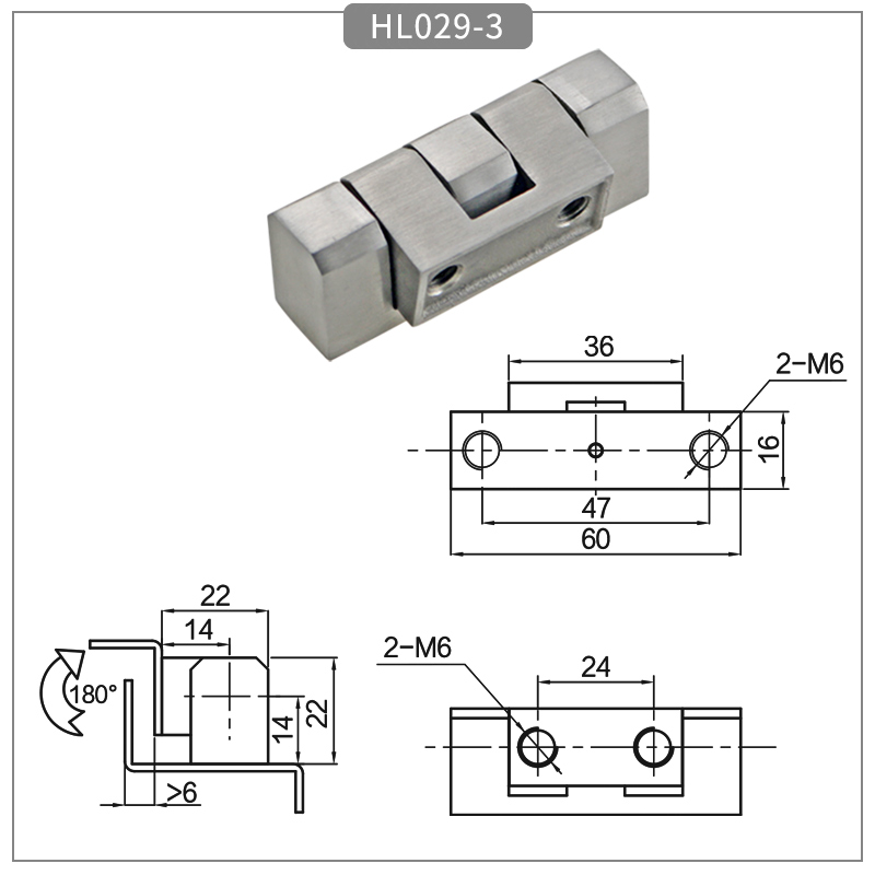 Industrial Concealed Hinge Model: HL029-3 Structural Diagram