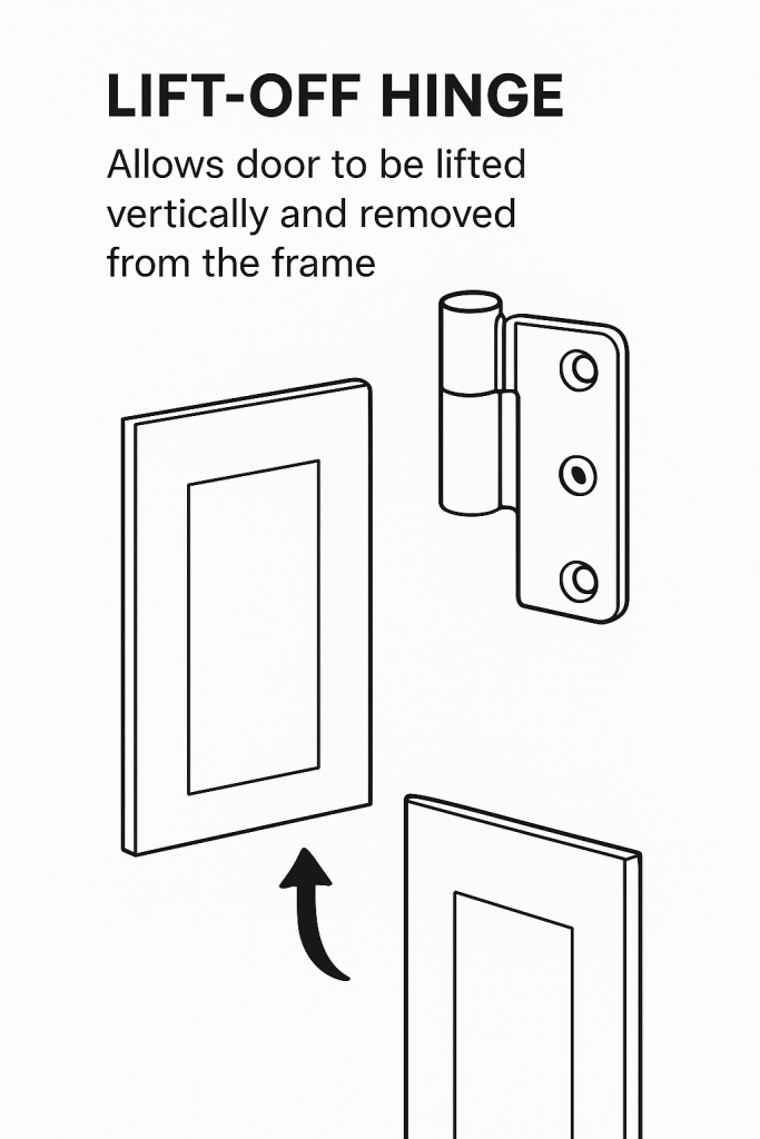 Ilustración del mecanismo de bisagra elevable