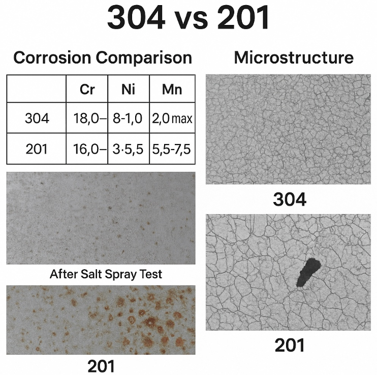 304-vs-201-stainless-steel-corrosion-microstructure-comparison