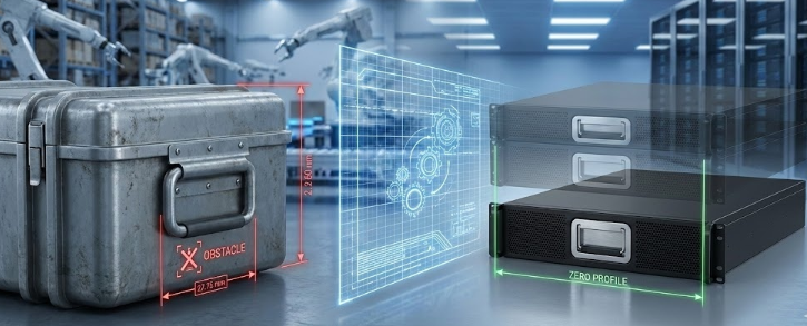 Comparison: "Obstacle" industrial fixed handle vs. "zero profile" server foldable handle.