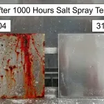 Stainless Steel Hinges after 1000-hour salt spray test: 304 rusts; 316 stays mostly clean.