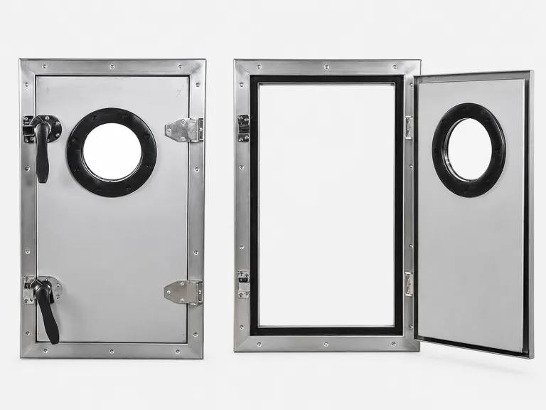 AHU access door with hinges and gasket seal