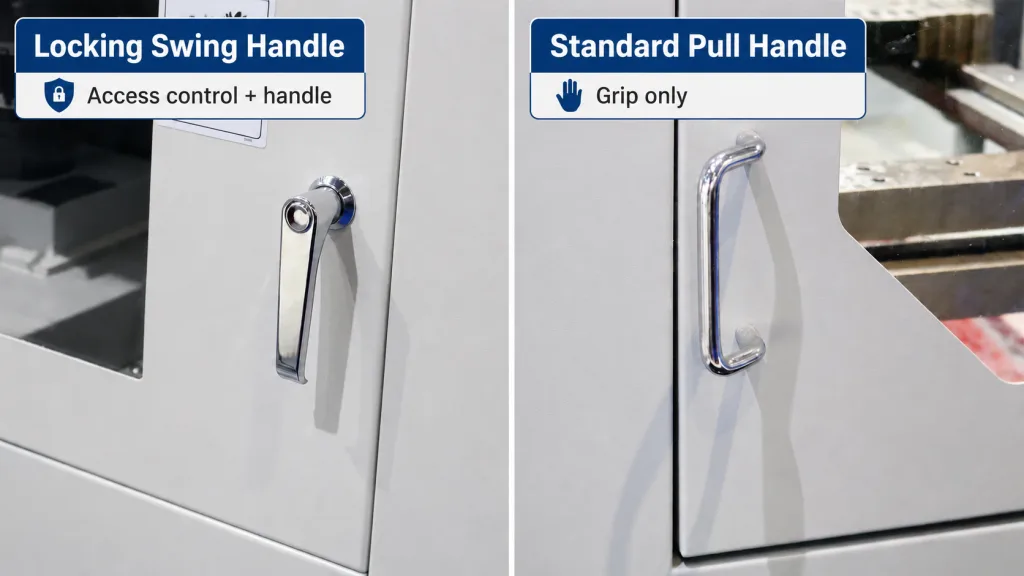 Locking vs standard pull handle on electrical cabinet doors