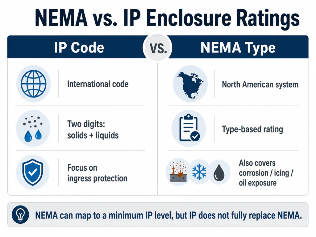 Классы защиты корпусов NEMA и IP