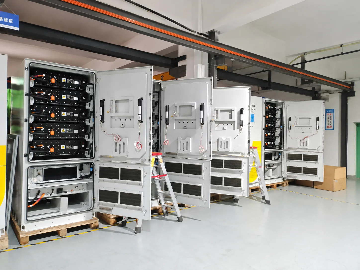 EV charging cabinets with industrial door handles during pre-production validation