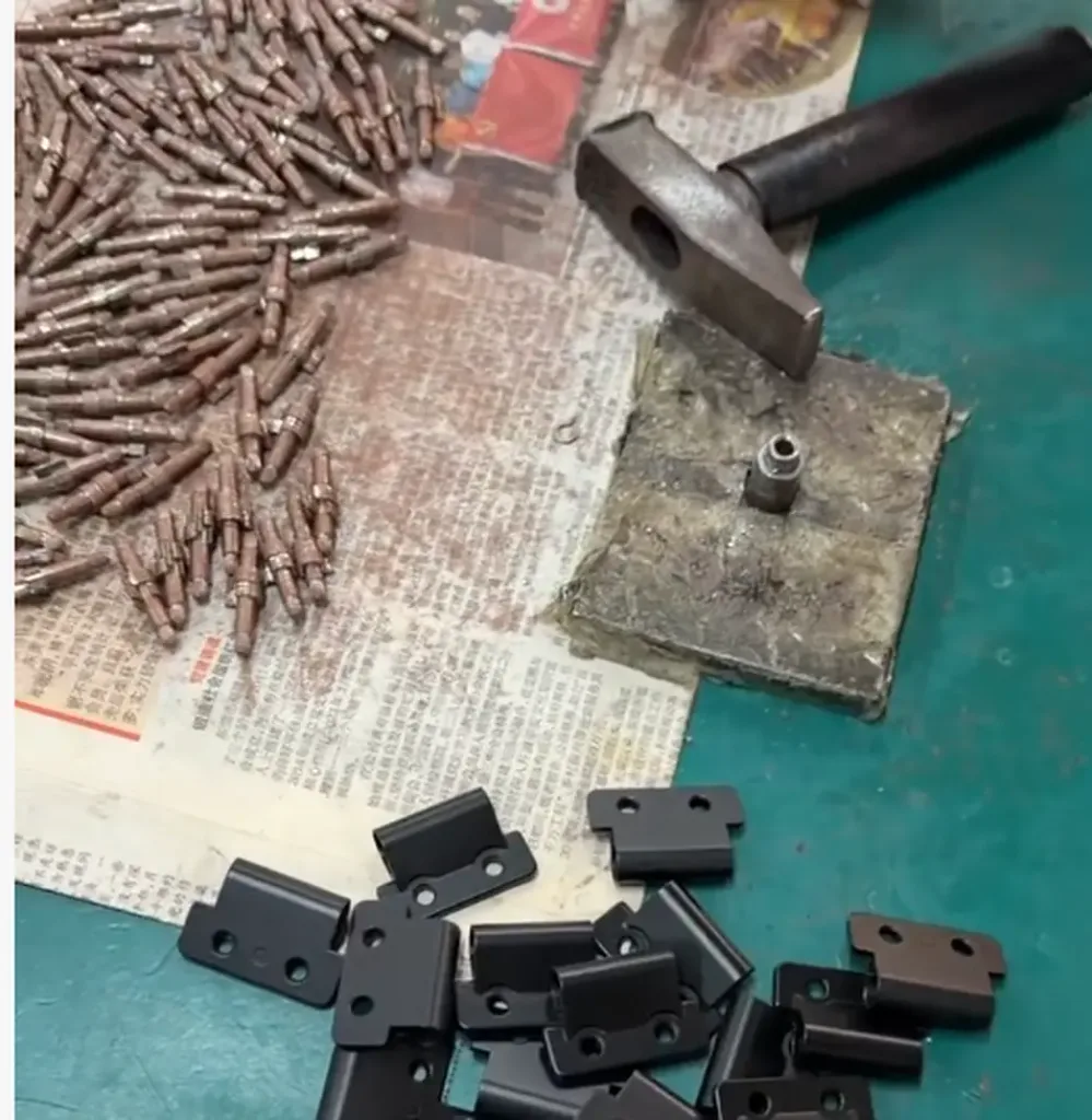 Industrial hinge pins and hinge components in our factory